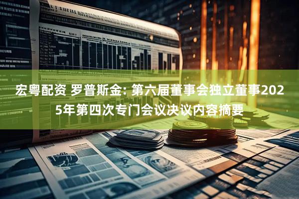 宏粤配资 罗普斯金: 第六届董事会独立董事2025年第四次专门会议决议内容摘要