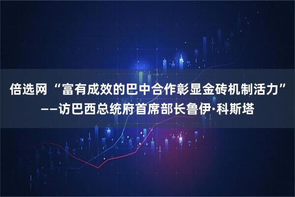 倍选网 “富有成效的巴中合作彰显金砖机制活力”——访巴西总统府首席部长鲁伊·科斯塔