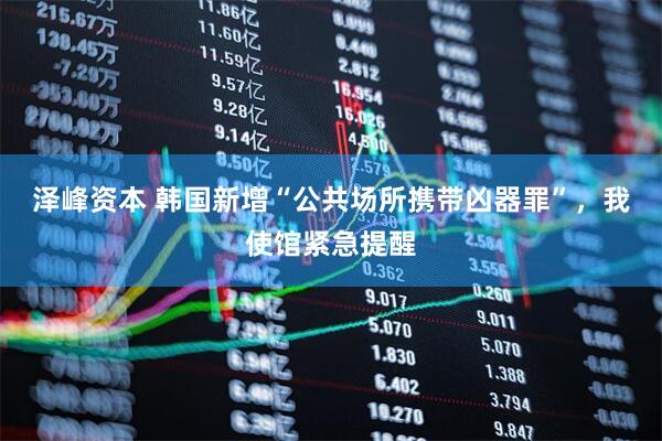 泽峰资本 韩国新增“公共场所携带凶器罪”，我使馆紧急提醒